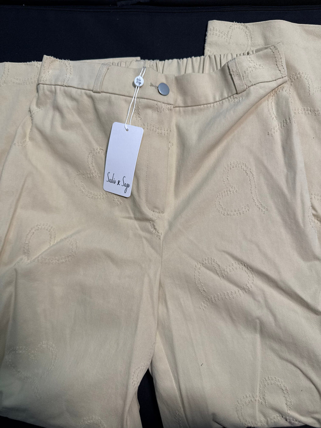 Beige High-Waist Wide-Leg Trousers with Belted Detail