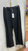 Black Wide-Leg Trousers with Button Detail
