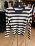 Black and White Striped Long Sleeve Sweater
