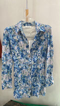Floral Button-Up Long Sleeve Shirt with Collar