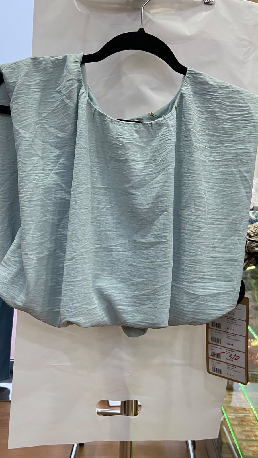 Light Blue Short Sleeve Top with Textured Fabric