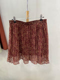 Burgundy Pleated Mini Skirt with Floral Print