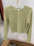 Sage Textured Long-Sleeve Top with Keyhole Detail