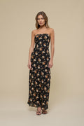 Black Floral Cowl Neck Maxi Dress