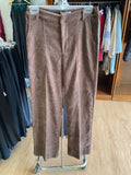 Brown High-Waist Trousers with Pleated Front