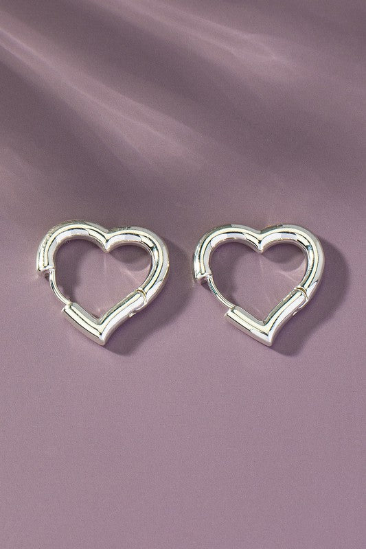 TikTok Viral Heart Shape Hinged Huggie Hoop Earrings | Shiny Gold Plated Brass Jewelry for Women