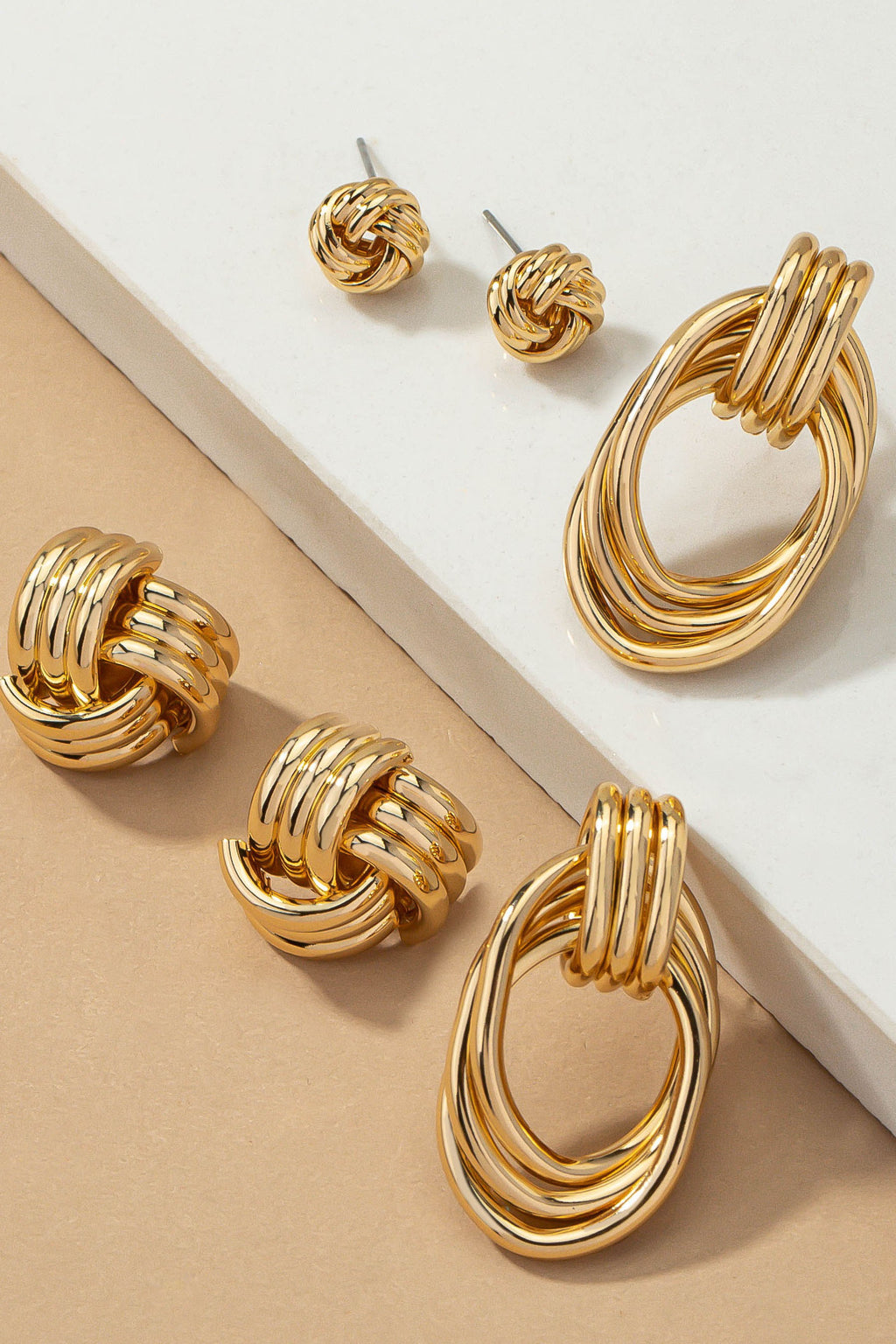 Elegant Trio Metal Knot & Hoop Earrings for Women | Versatile Silver-Tone Jewelry Set | SEO Optimized