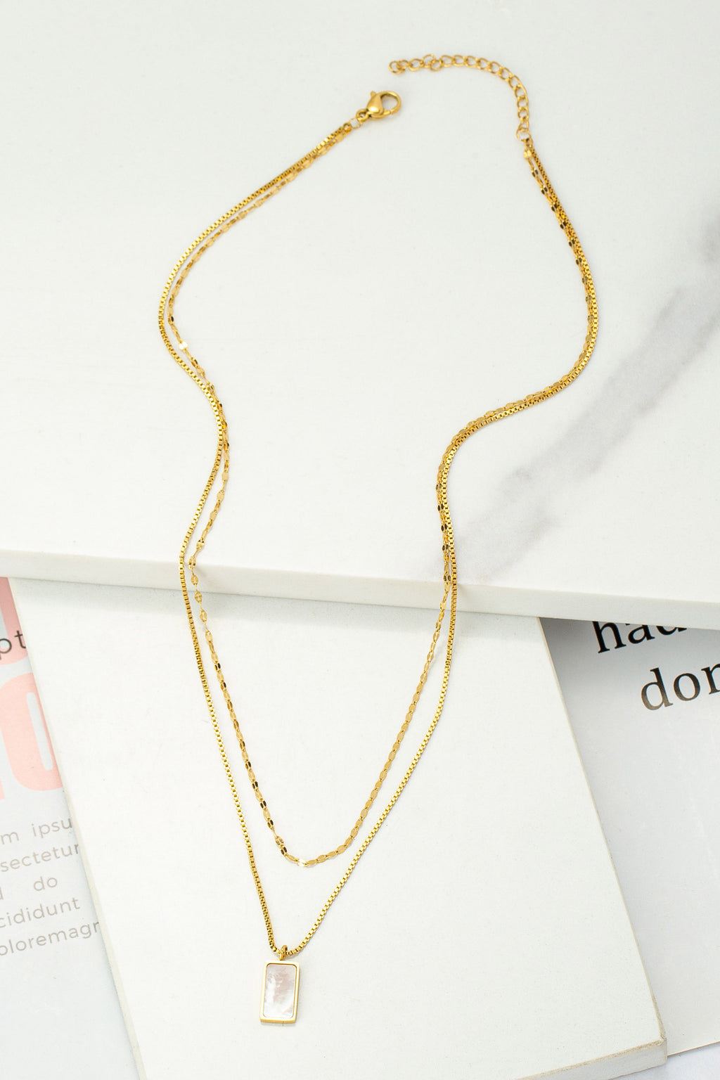 TikTok Viral! ✨ Delicate Brass Box Chain Mop Pendant Necklace | Shiny Gold Plated | Perfect Gift for Her