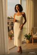 Cream Sleeveless Maxi Dress with Textured Fabric