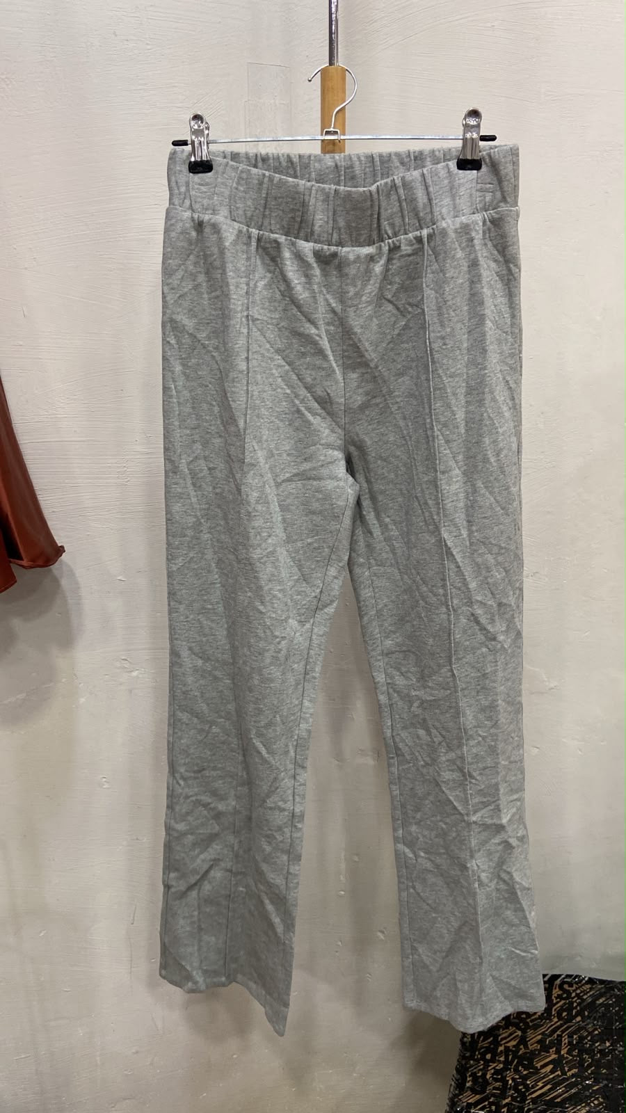 Gray Stretchable Trousers with Pleated Front