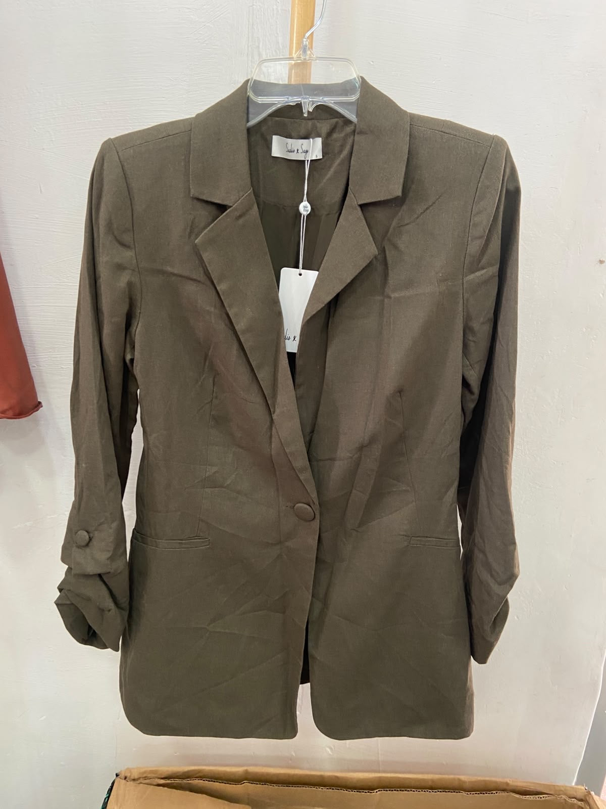 Brown Tailored Blazer with Rolled Sleeves