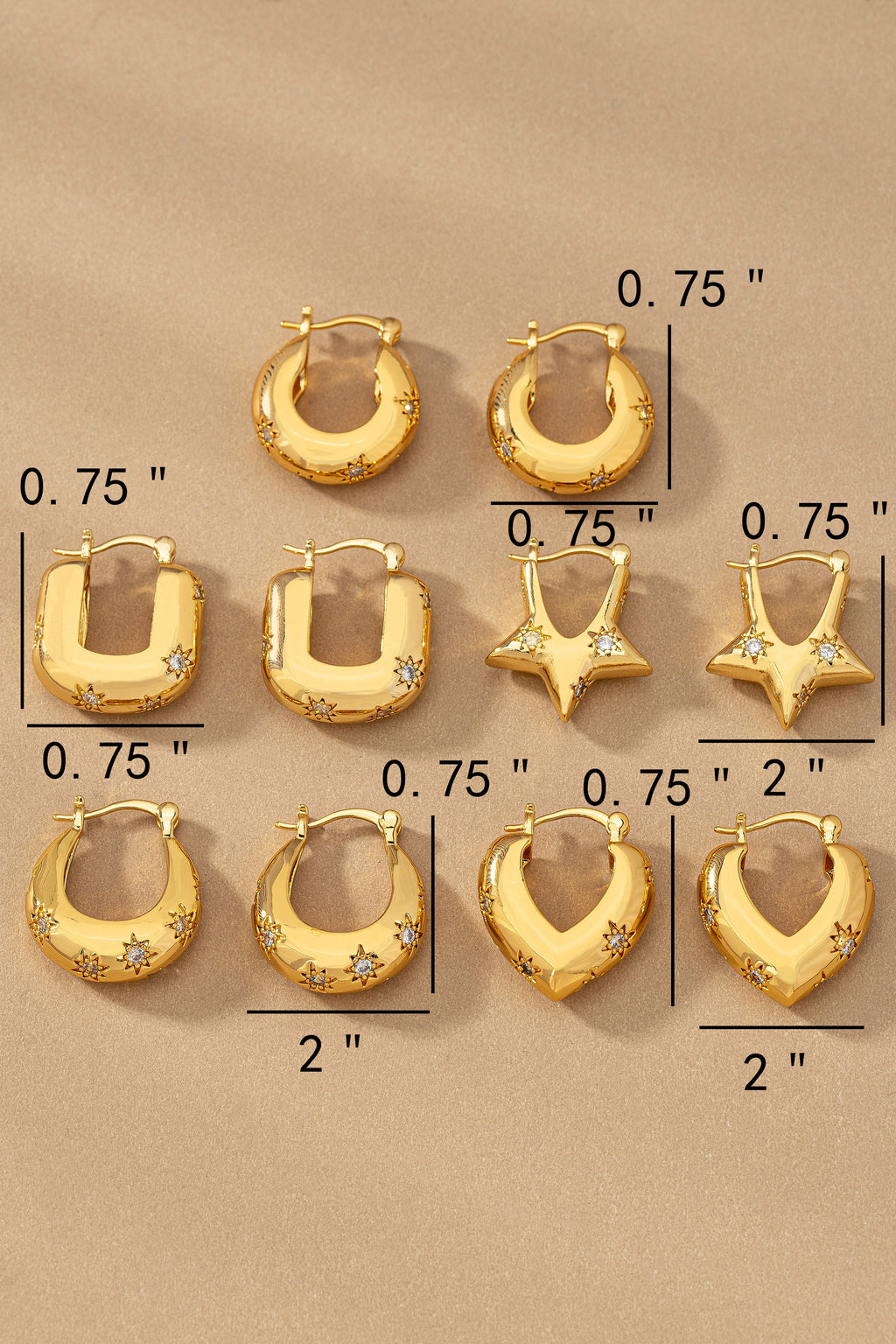 Sparkling Star Hoop Earrings - Waterproof Brass Jewelry for Women | TikTok Viral Style