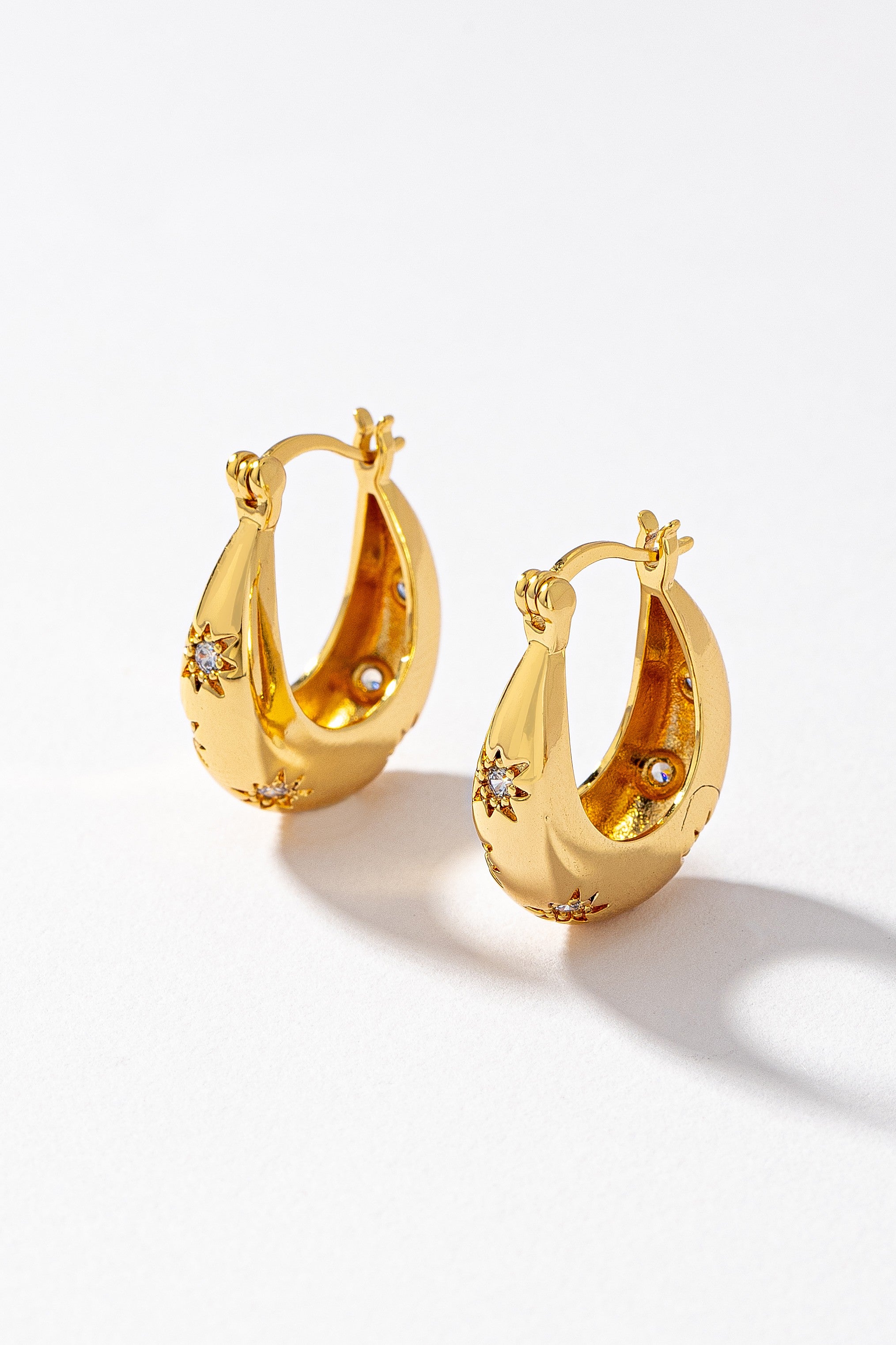 Sparkling Star Hoop Earrings - Waterproof Brass Jewelry for Women | TikTok Viral Style