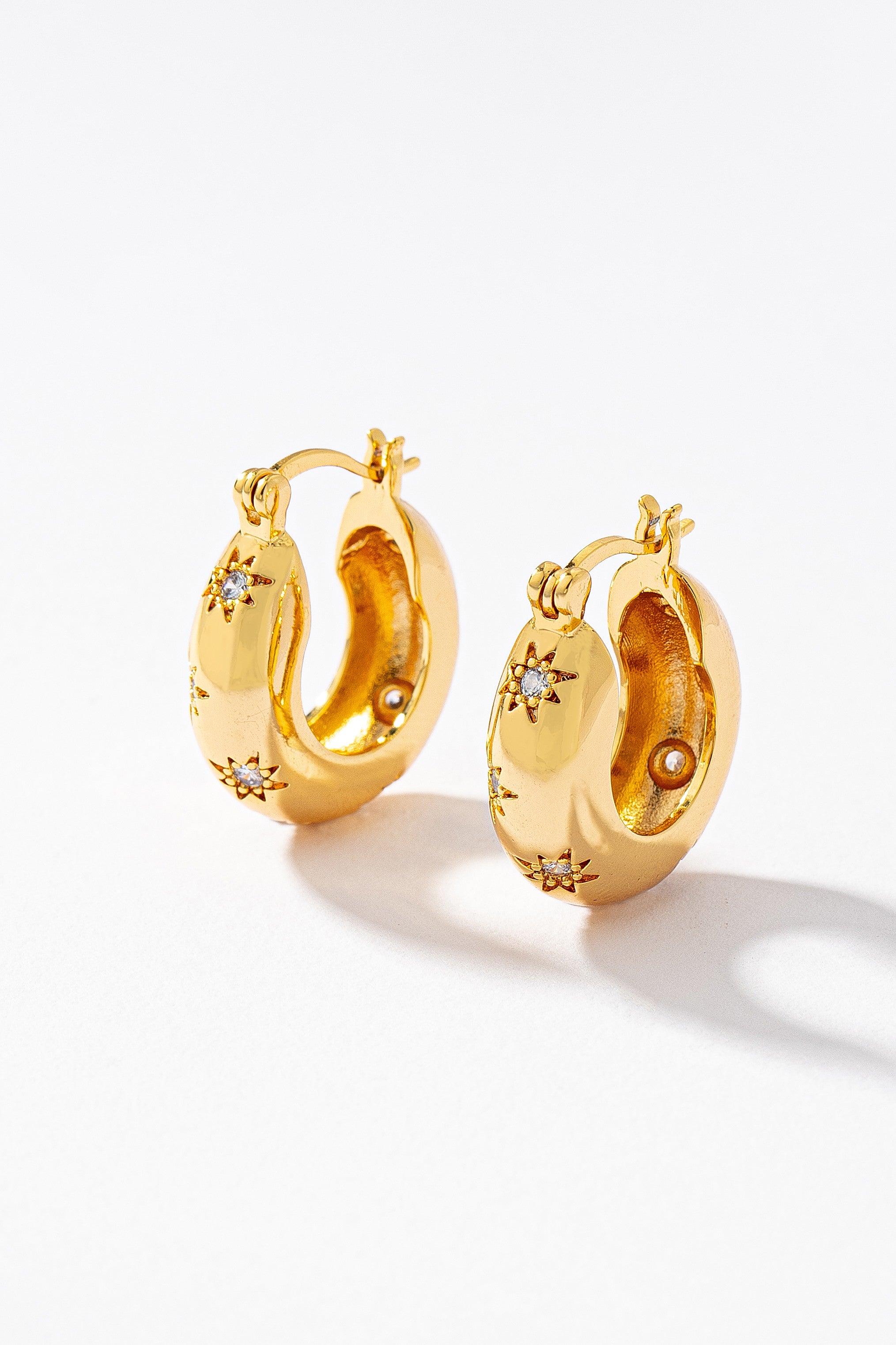 Sparkling Star Hoop Earrings - Waterproof Brass Jewelry for Women | TikTok Viral Style