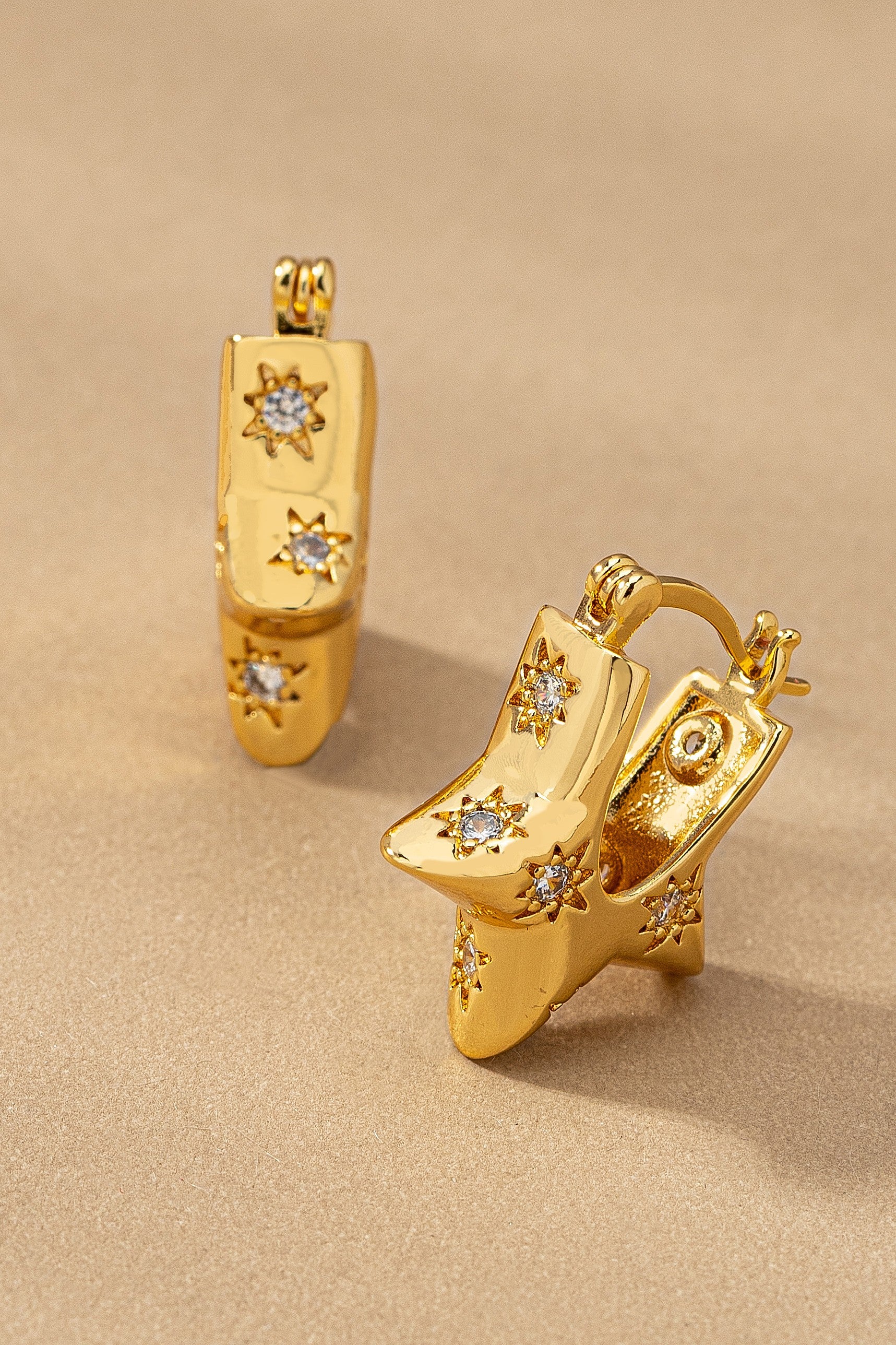 Sparkling Star Hoop Earrings - Waterproof Brass Jewelry for Women | TikTok Viral Style