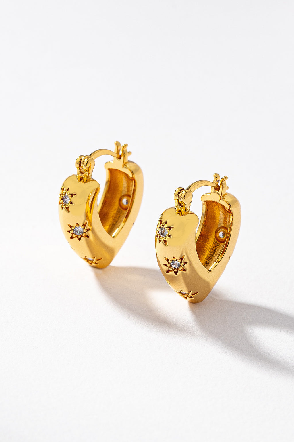 Sparkling Star Hoop Earrings - Waterproof Brass Jewelry for Women | TikTok Viral Style