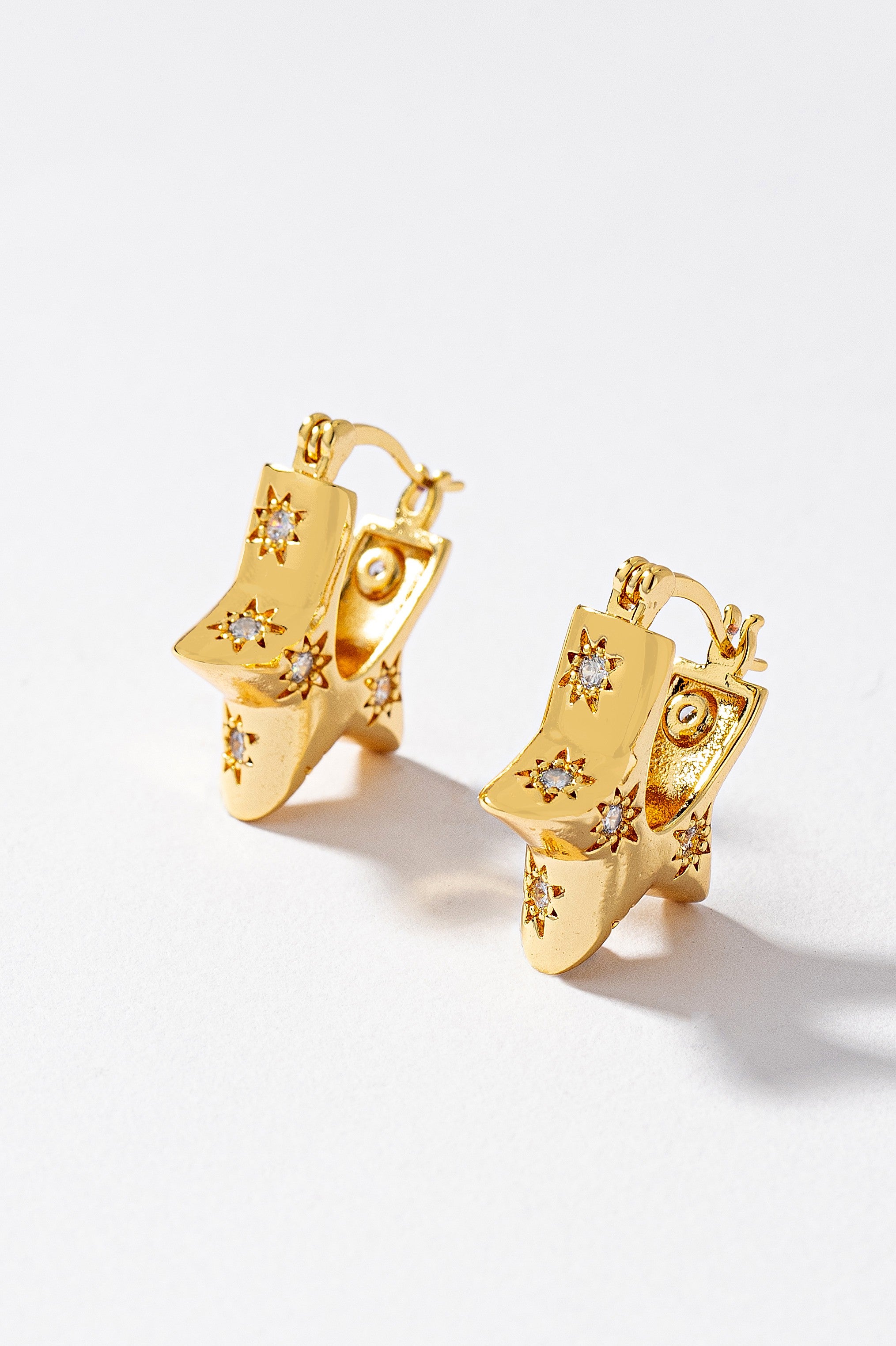 Sparkling Star Hoop Earrings - Waterproof Brass Jewelry for Women | TikTok Viral Style