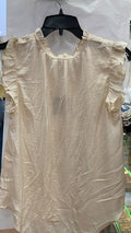 Cream Short Sleeve Ruffled Top with Frill Detail