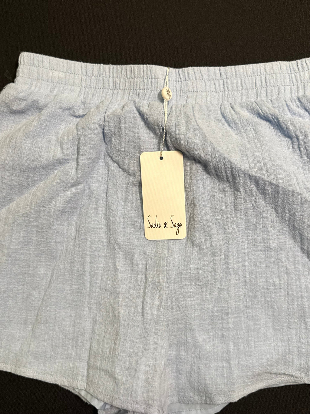 Light Blue Relaxed Fit Shorts with Pleated Detail