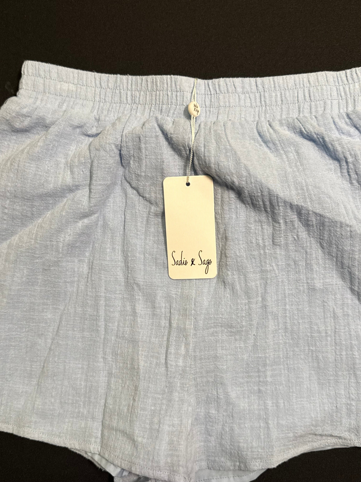 Light Blue Relaxed Fit Shorts with Pleated Detail