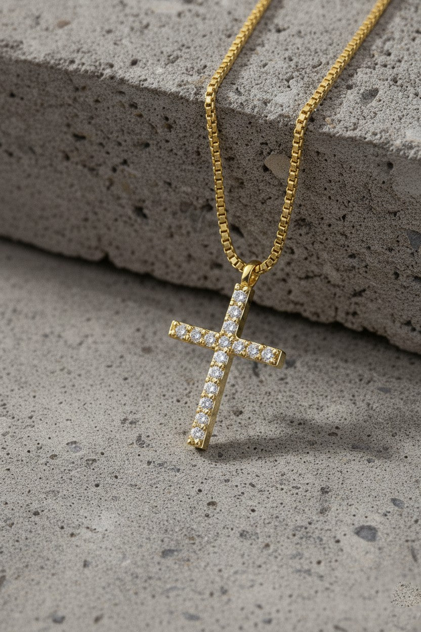 Waterproof Cubic Zirconia Cross Pendant Necklace Set for Women | SEO Optimized Jewelry | Silver & Gold Tone Chains