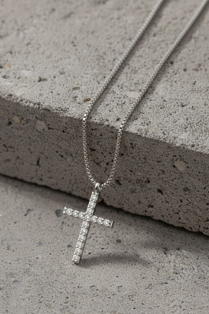 Waterproof Cubic Zirconia Cross Pendant Necklace Set for Women | SEO Optimized Jewelry | Silver & Gold Tone Chains