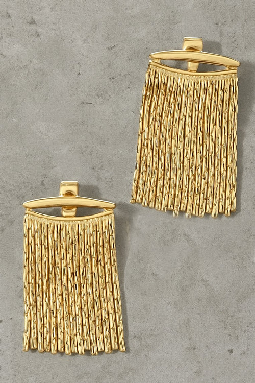 Elegant Curve Bar & Chain Fringe Dangle Earrings - Women's Silver-Tone Jewelry | SEO Optimized