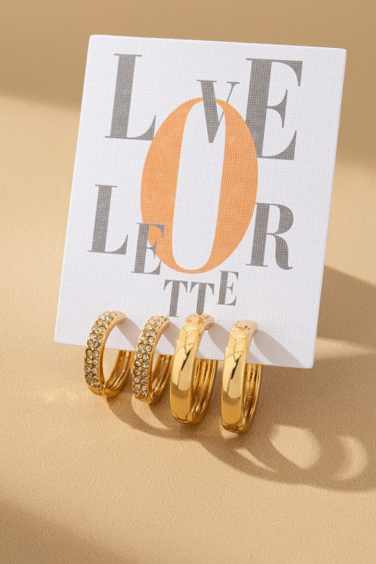 Classic Gold Huggie & Pave Hoop Earring Set for Women - Elegant & Sparkly - SEO Optimized Jewelry