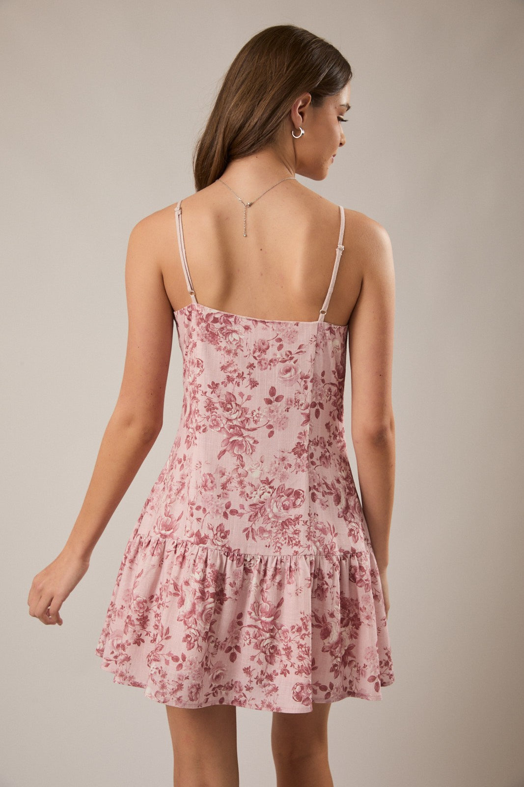 Contrast Spaghetti Rose Floral Midi Dress