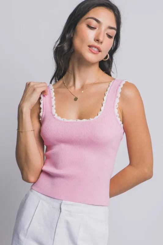 Coquette Aesthetic Sleeveless Pearl Blouse - Elegant Casual Women's Summer Top