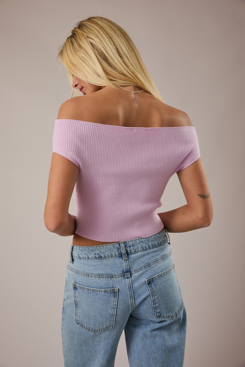 Off Shoulder Ribbed Sweater Top – Soft Knit Foldover Crop Top