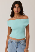 Off Shoulder Sweater Rib Top