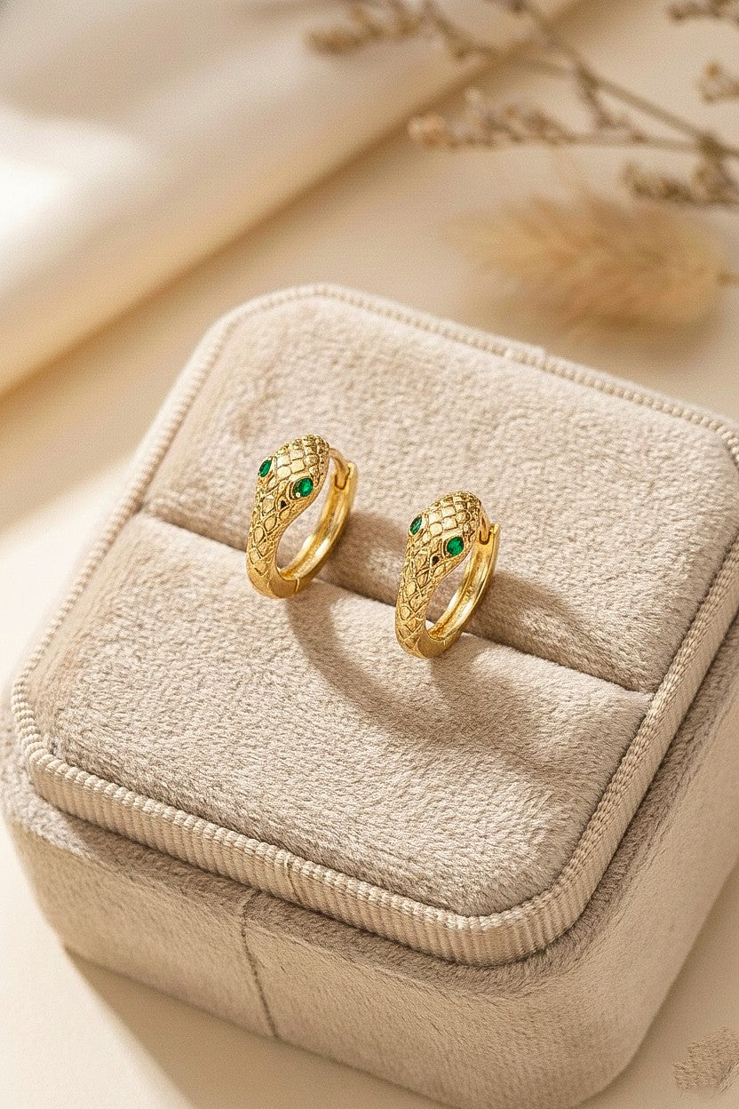 Chic Stainless Steel Snake Huggie Hoop Earrings for Women | Dainty & Hypoallergenic Jewelry