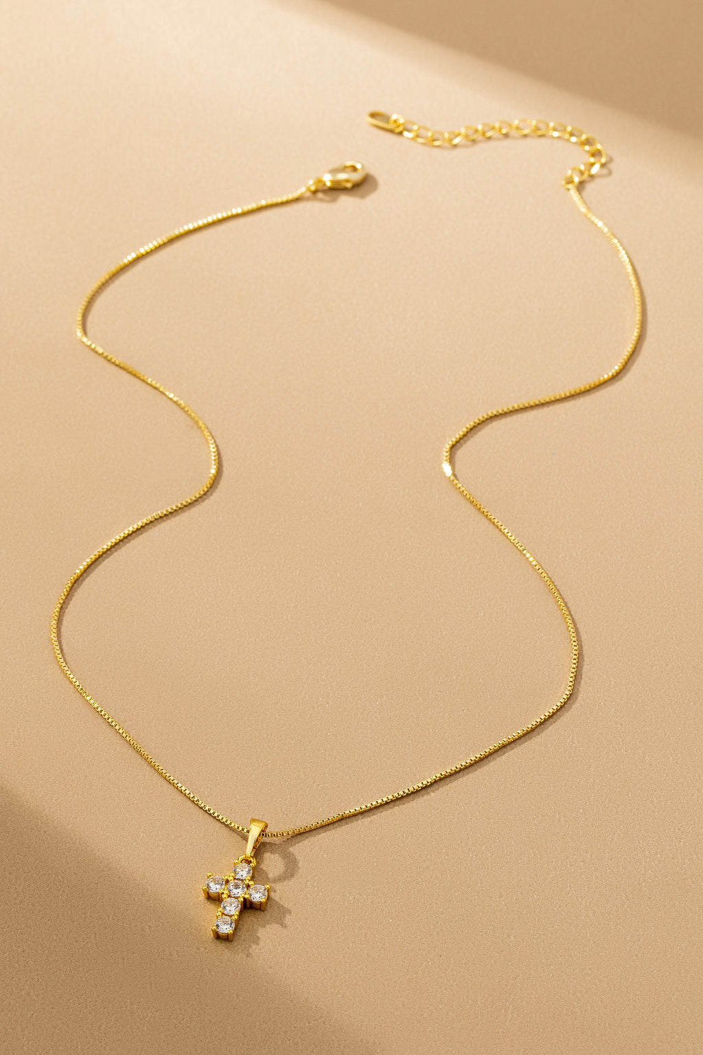 Sparkling Non-Tarnish Crystal Cross Pendant Necklace for Women | Elegant Gold-Tone Jewelry