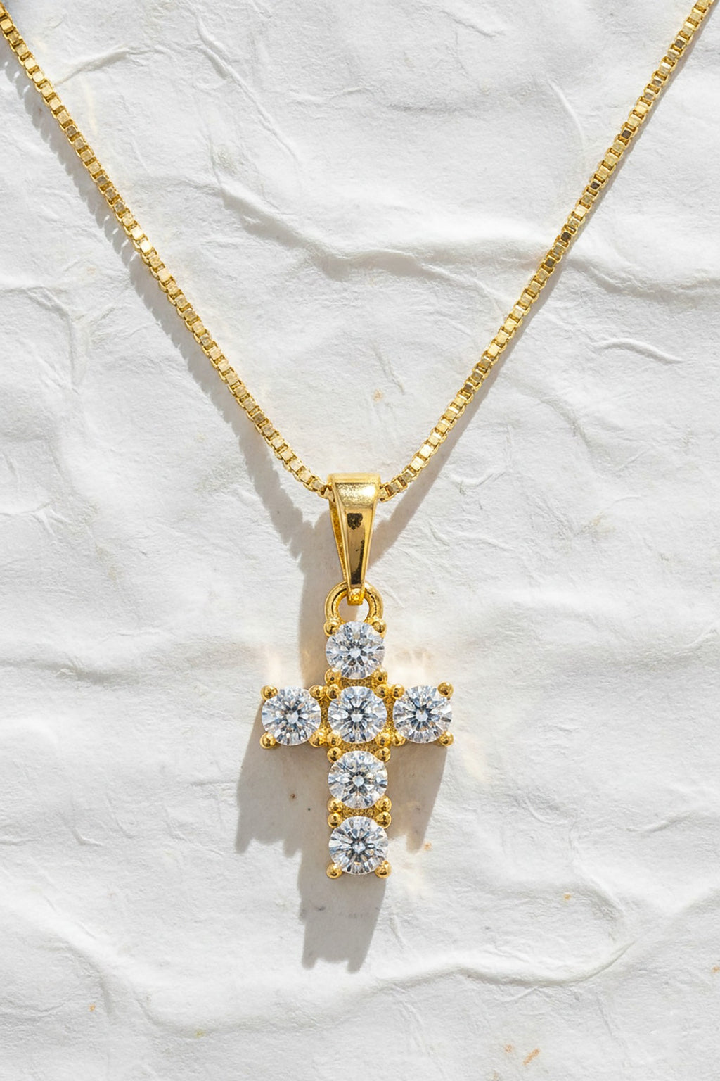 Sparkling Non-Tarnish Crystal Cross Pendant Necklace for Women | Elegant Gold-Tone Jewelry