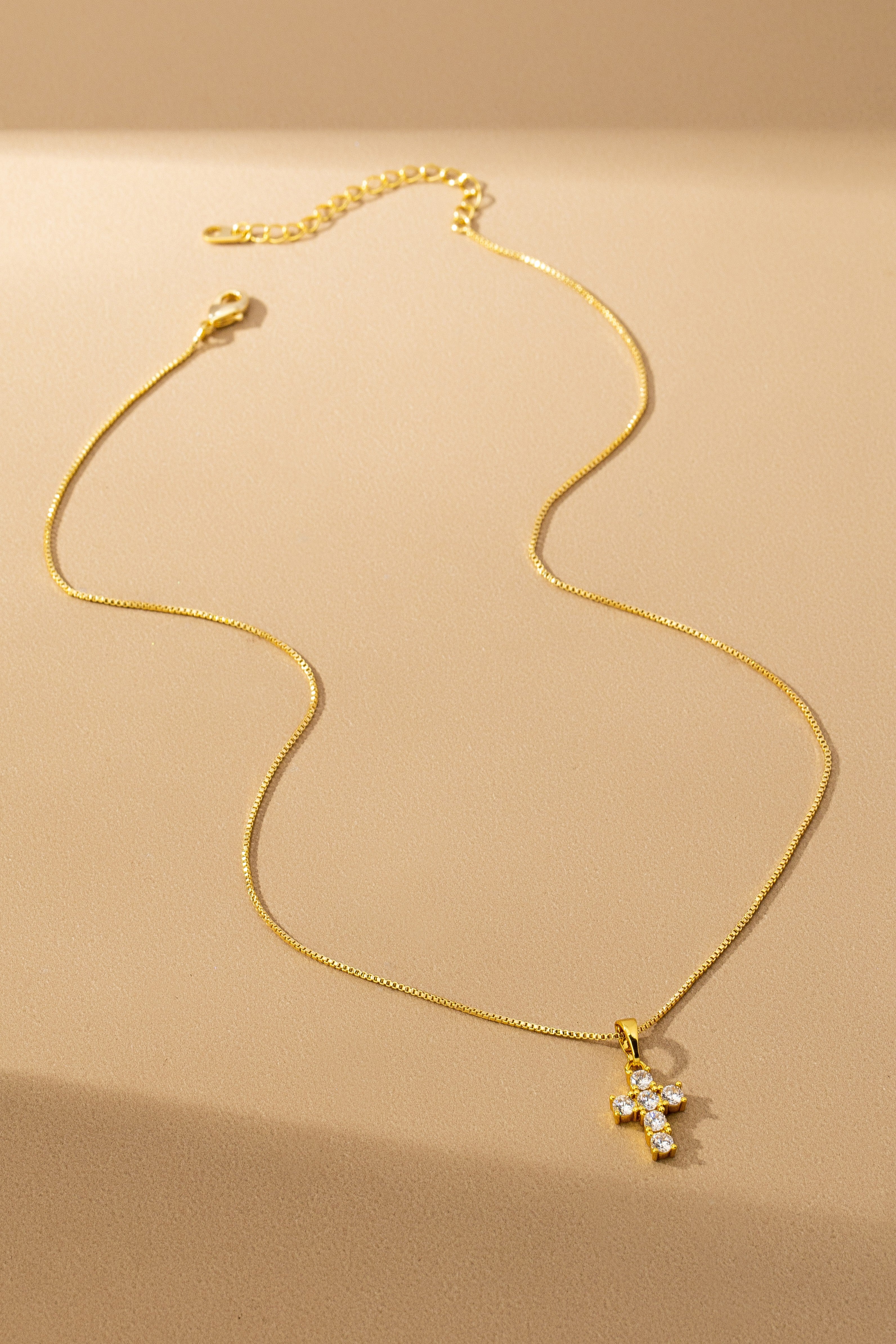 Sparkling Non-Tarnish Crystal Cross Pendant Necklace for Women | Elegant Gold-Tone Jewelry