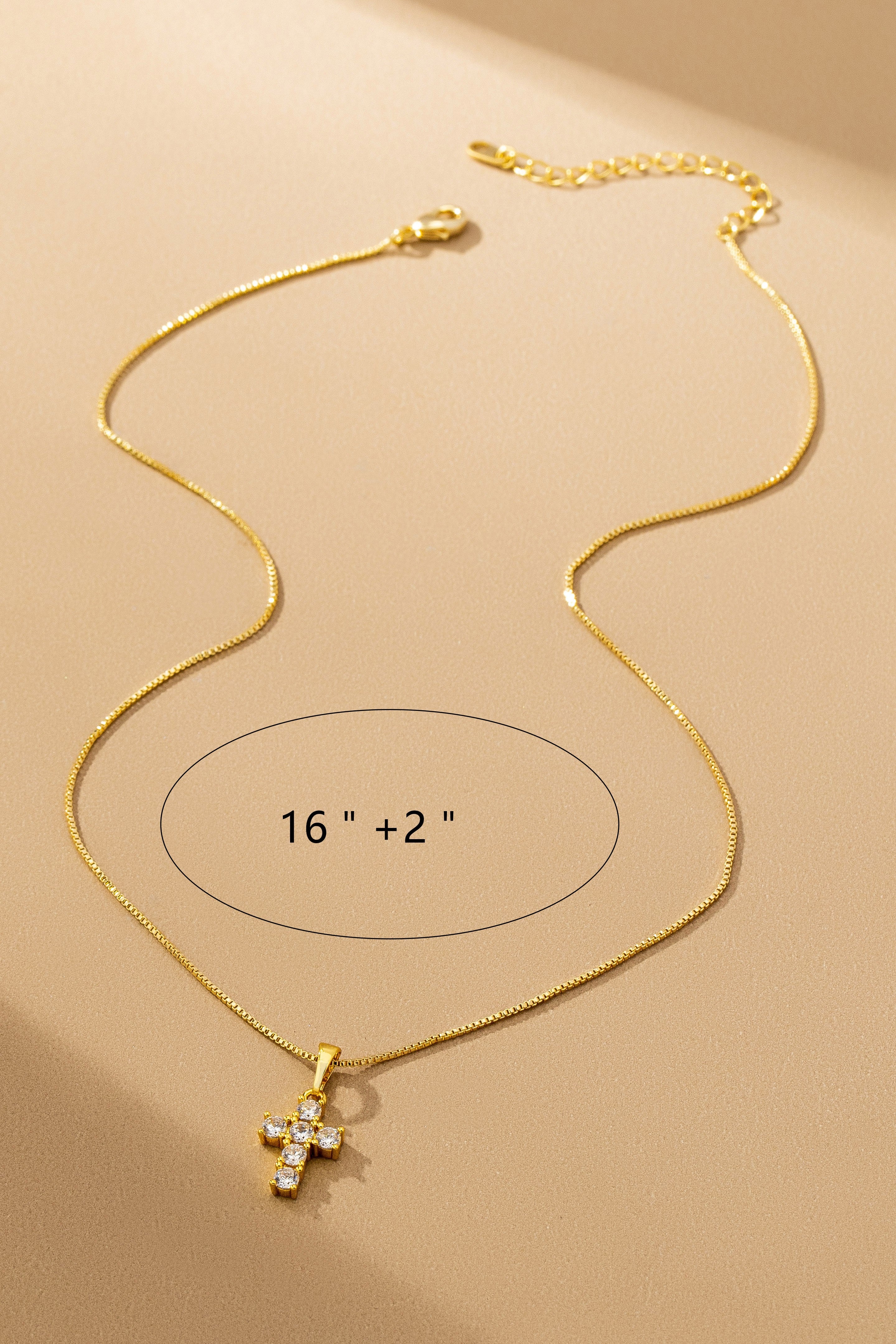 Sparkling Non-Tarnish Crystal Cross Pendant Necklace for Women | Elegant Gold-Tone Jewelry