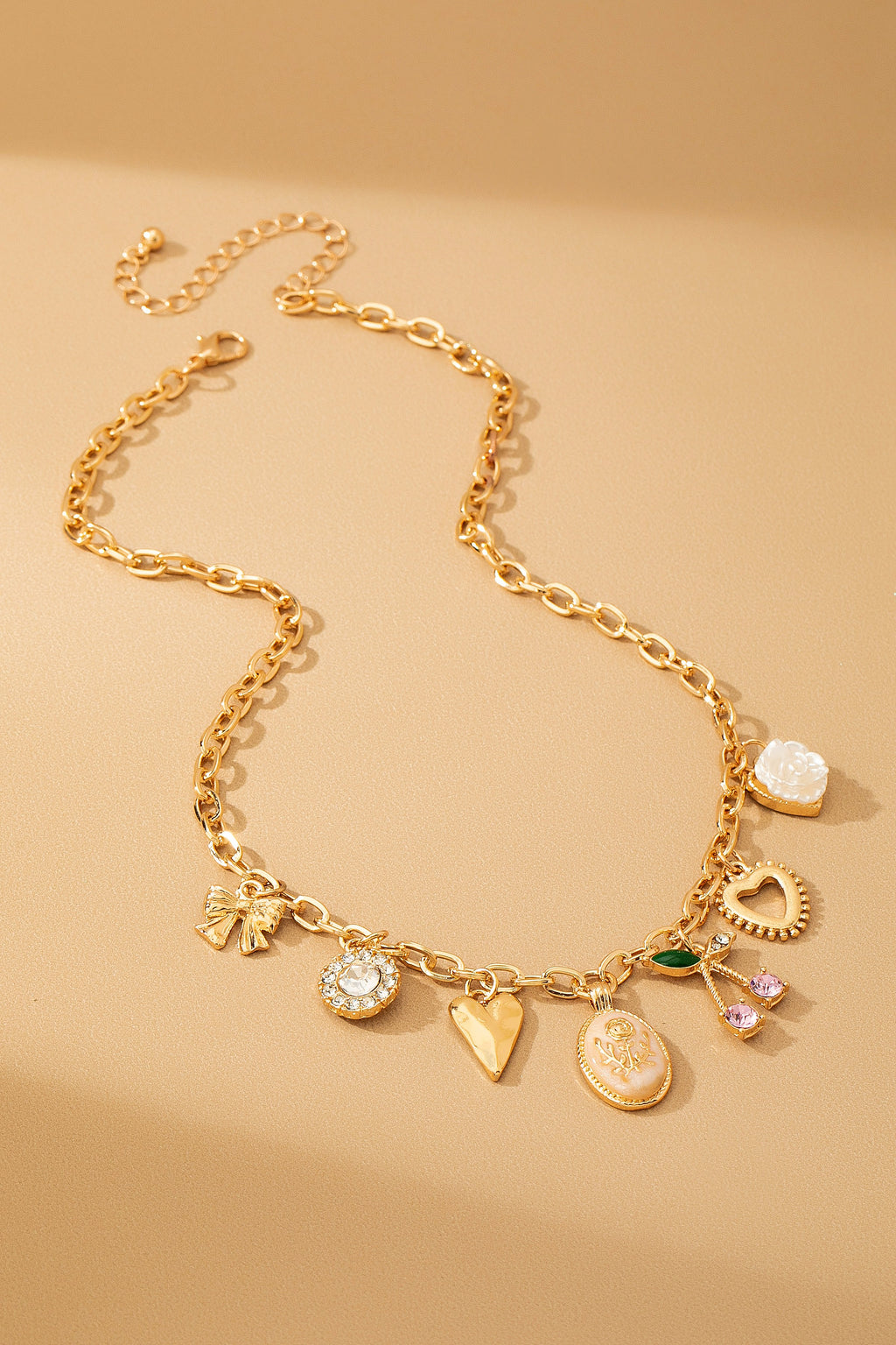 TikTok Viral Gold Chain Necklace - Cute Charms (Hearts, Cherries, Bow) | Aesthetic Jewelry for Women