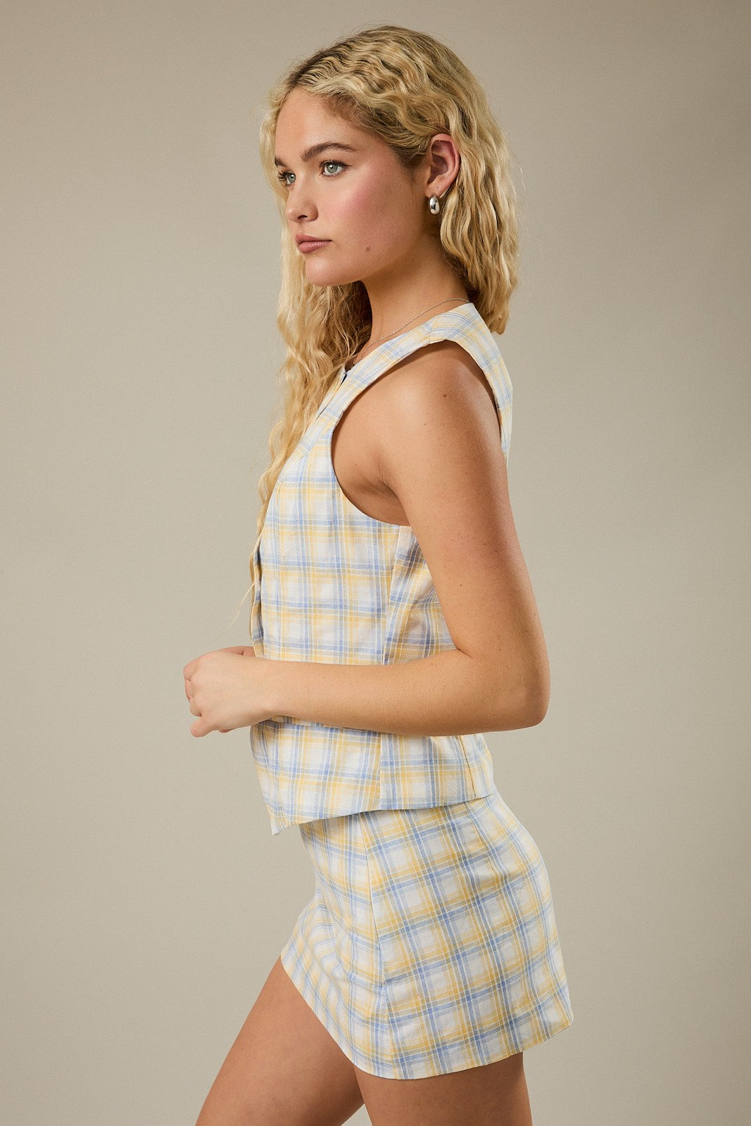 Top With Button Up Fastening With Mini Skirt