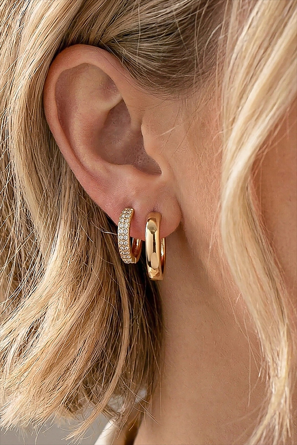 Classic Gold Huggie & Pave Hoop Earring Set for Women - Elegant & Sparkly - SEO Optimized Jewelry