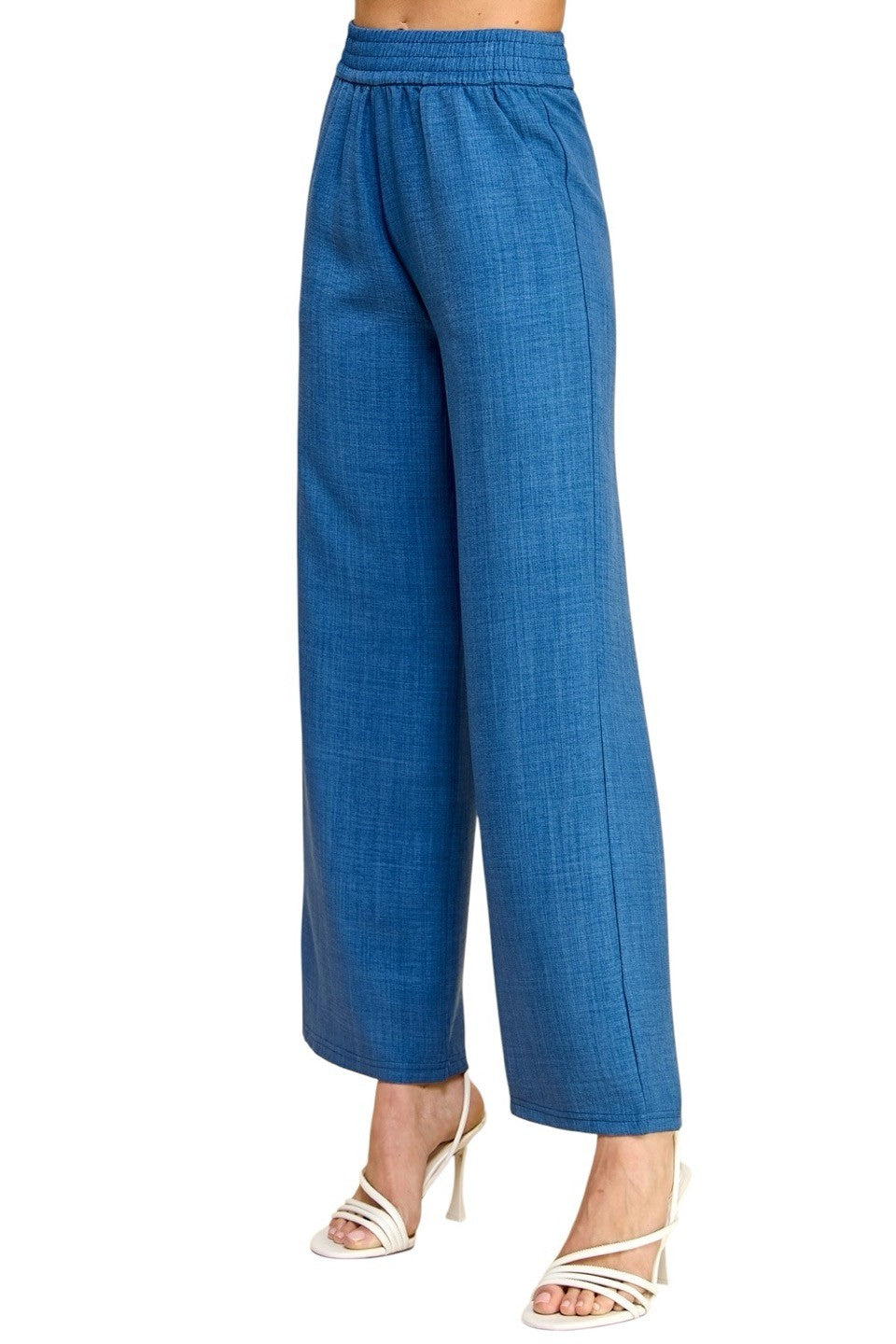 Women's Plus Size Wide Leg Linen-Blend Trousers - Comfortable High-Waisted Pants