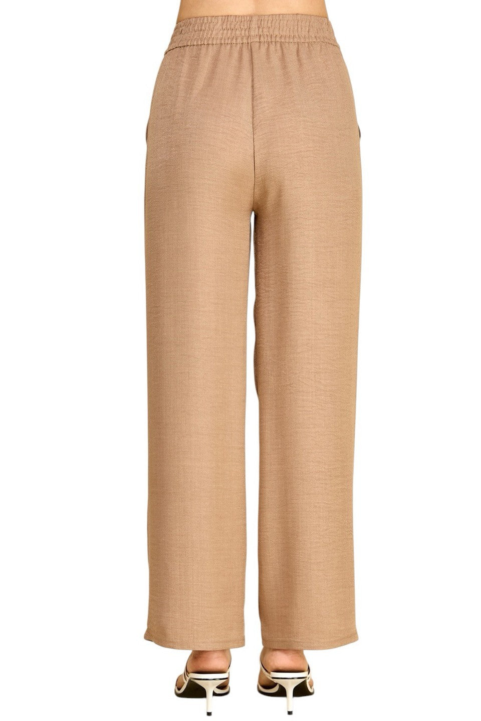 Women's Plus Size Wide Leg Linen-Blend Trousers - Comfortable High-Waisted Pants