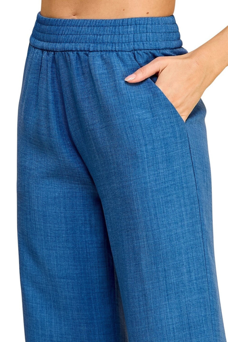 Women's Plus Size Wide Leg Linen-Blend Trousers - Comfortable High-Waisted Pants