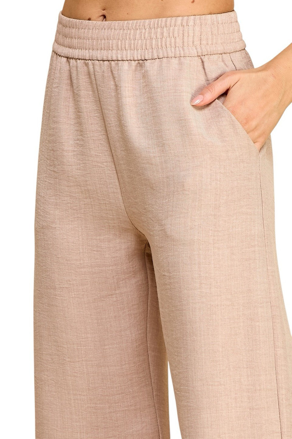 Women's Plus Size Wide Leg Linen-Blend Trousers - Comfortable High-Waisted Pants