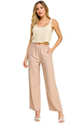 Women's Plus Size Wide Leg Linen-Blend Trousers - Comfortable High-Waisted Pants