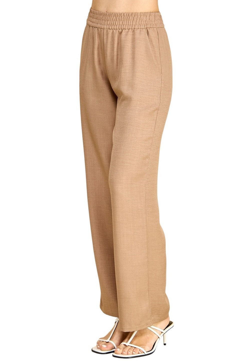 Women's Plus Size Wide Leg Linen-Blend Trousers - Comfortable High-Waisted Pants