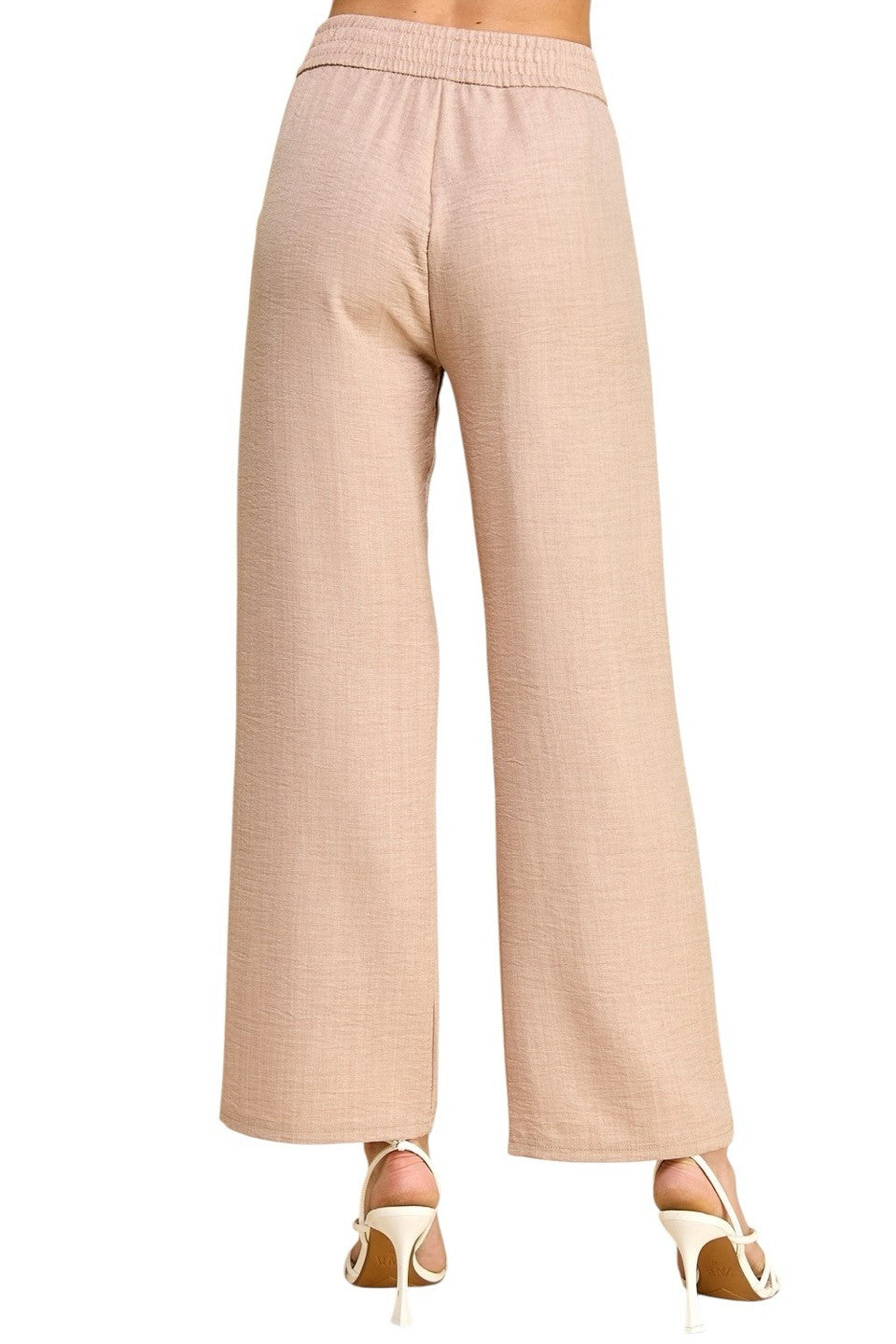 Women's Plus Size Wide Leg Linen-Blend Trousers - Comfortable High-Waisted Pants