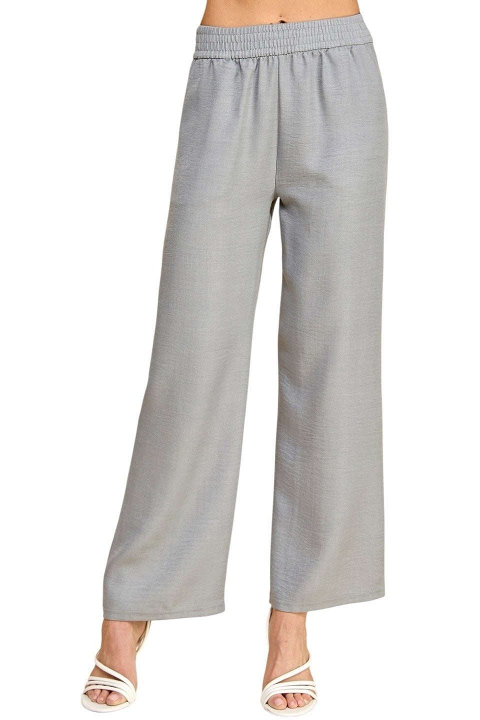 Women's Plus Size Wide Leg Linen-Blend Trousers - Comfortable High-Waisted Pants