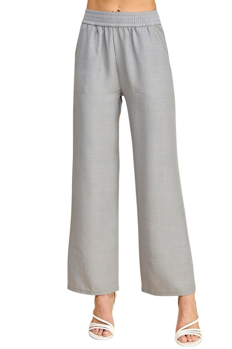 Women's Plus Size Wide Leg Linen-Blend Trousers - Comfortable High-Waisted Pants