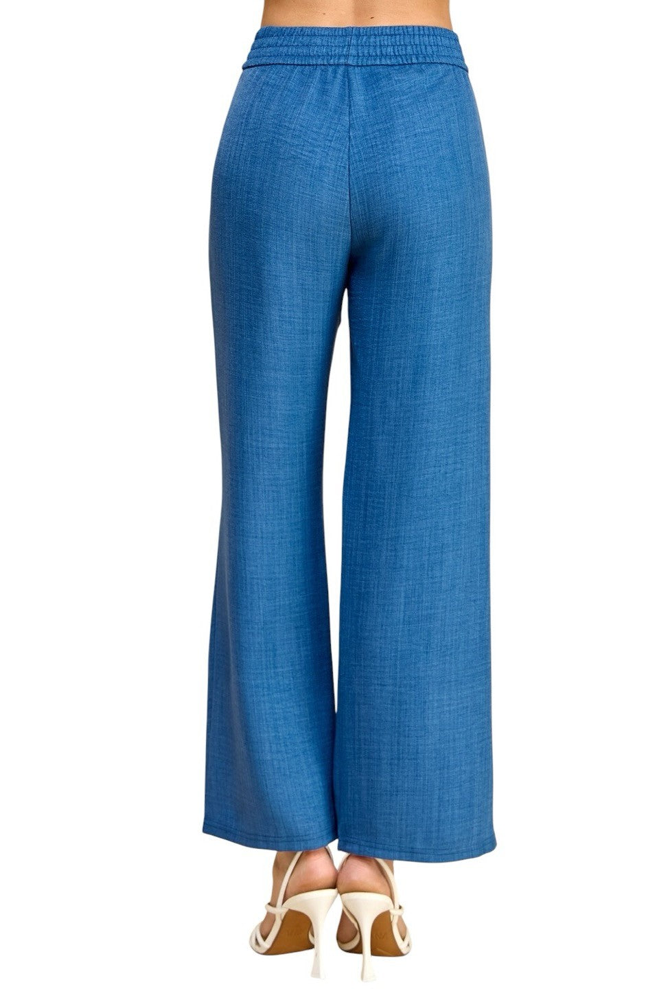 Women's Plus Size Wide Leg Linen-Blend Trousers - Comfortable High-Waisted Pants